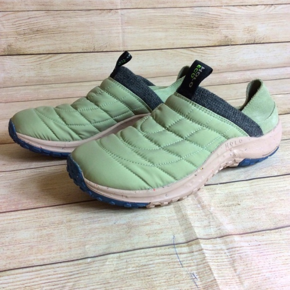 HOLO eco Credimus Crashback Slip-On Sneakers. Green quilted. 11